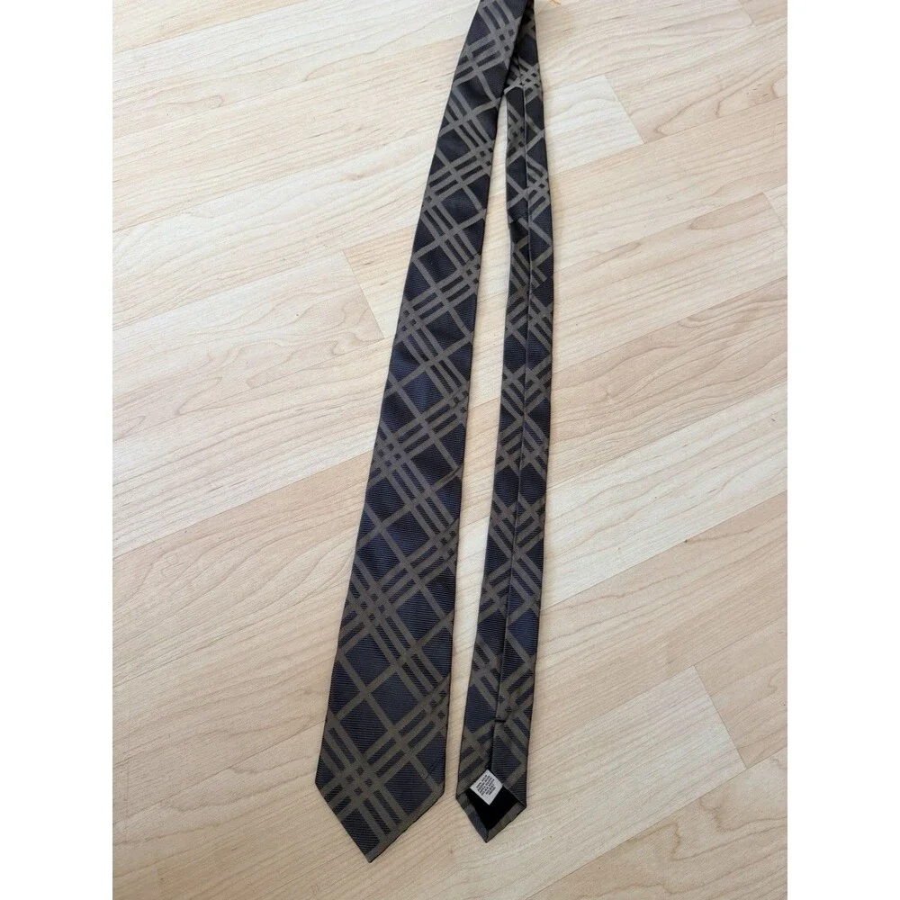 Burberry London Brown Check 100% Silk Tie Necktie Hand Made In Italy 3”